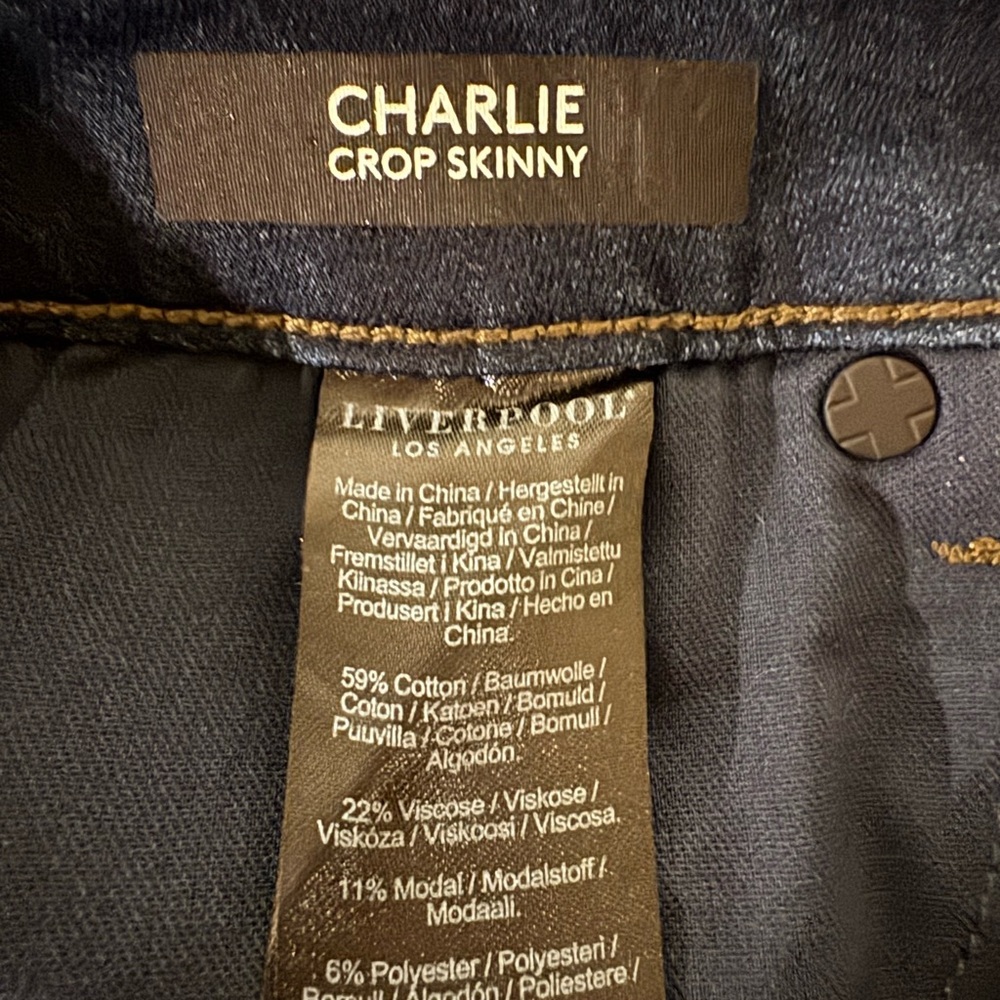 Liverpool Charlie Crop Skinny Jeans Rolled Cuff Dark Wash Petite 12/31 - Picture 3 of 7